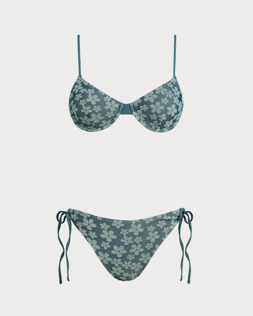 Green Floral Underwire Bikini Set