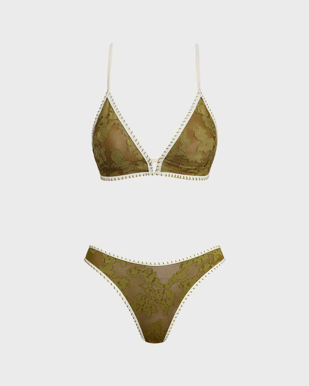 Green Floral Tie-back Triangle Bikini Set