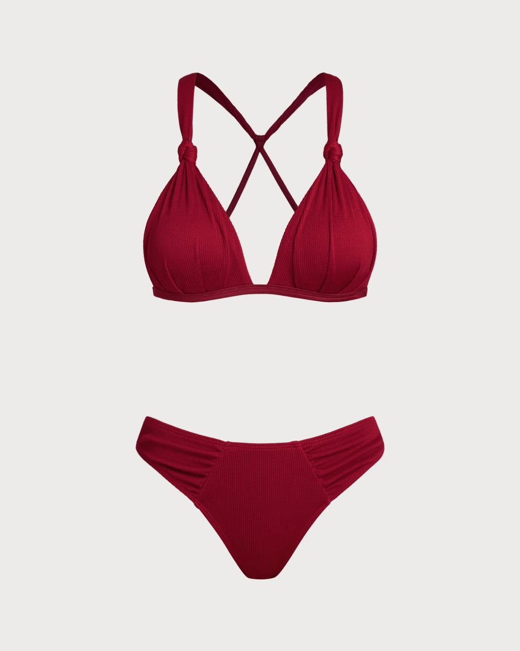 Red Bralette Ruched Bikini Set