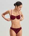 Red Floral Underwire Bikini Set