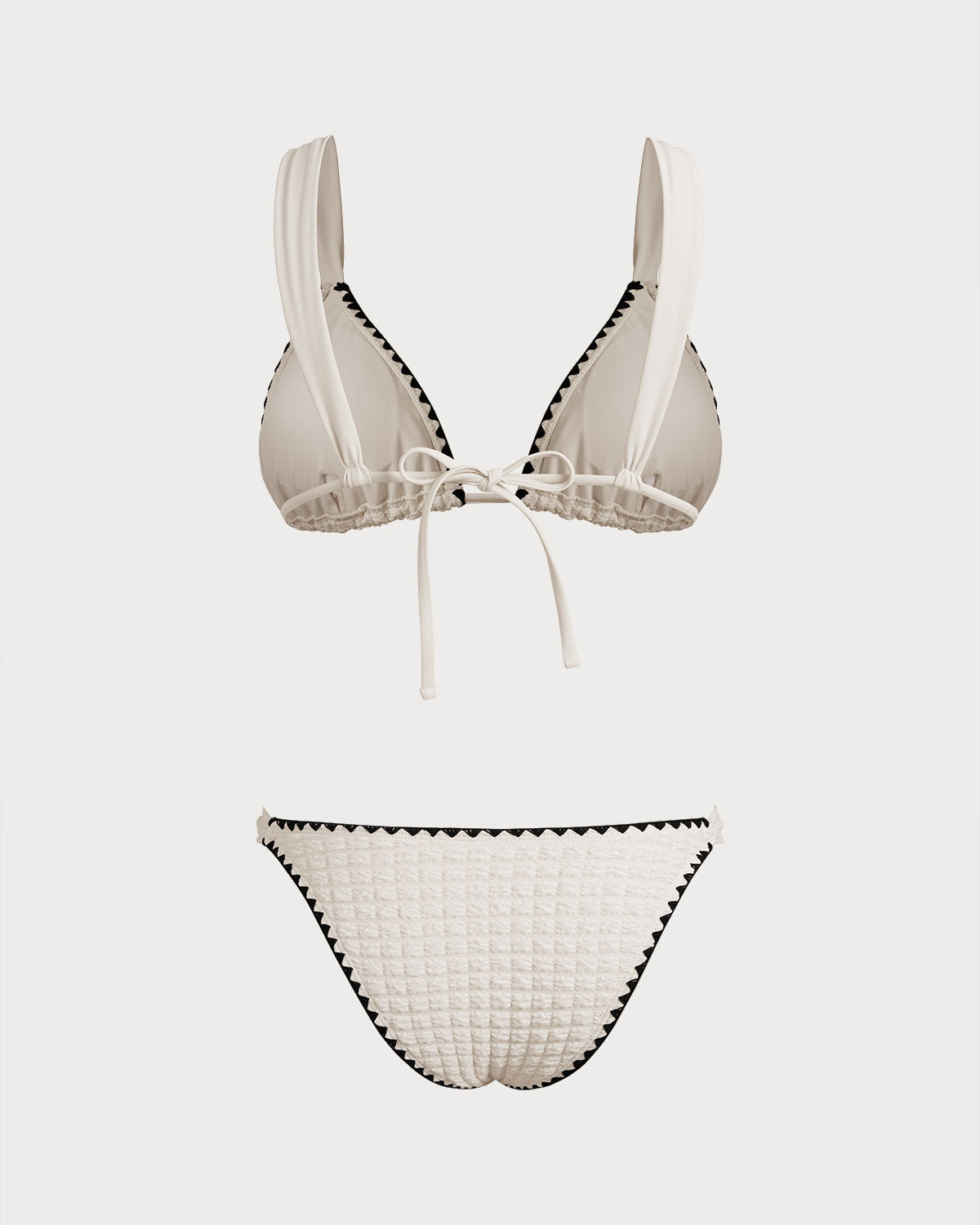 White Contrasting Triangle Bikini Set