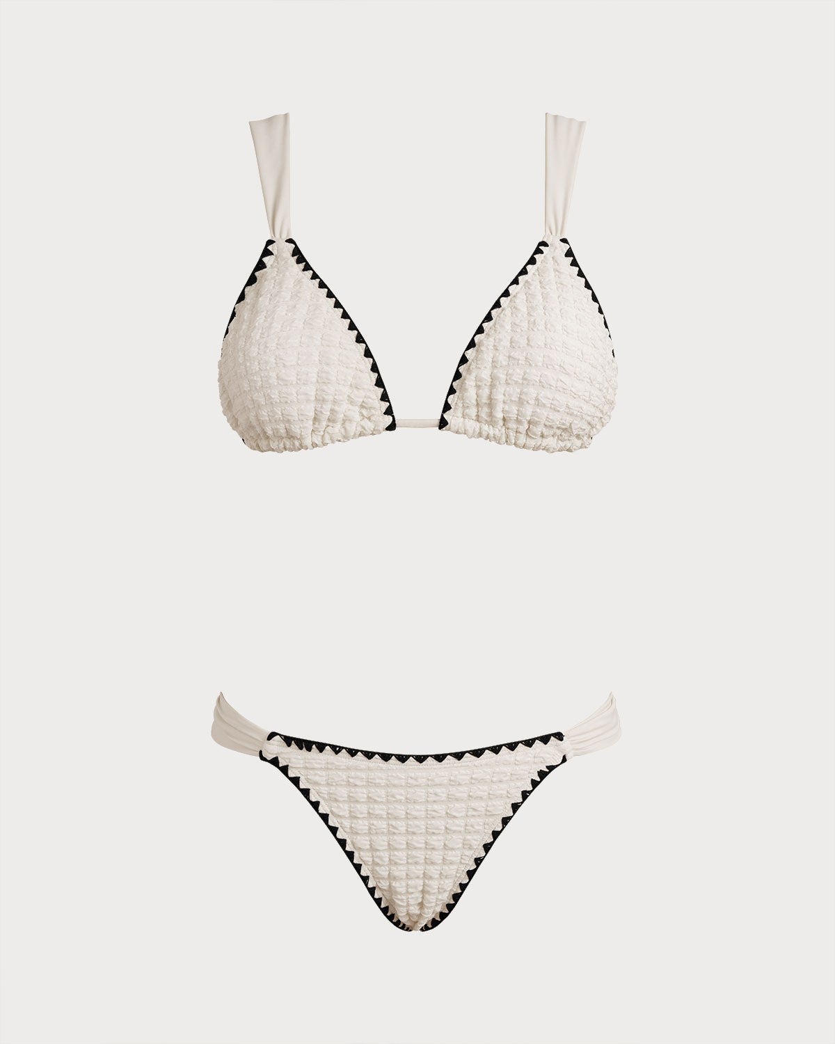 White Contrasting Triangle Bikini Set