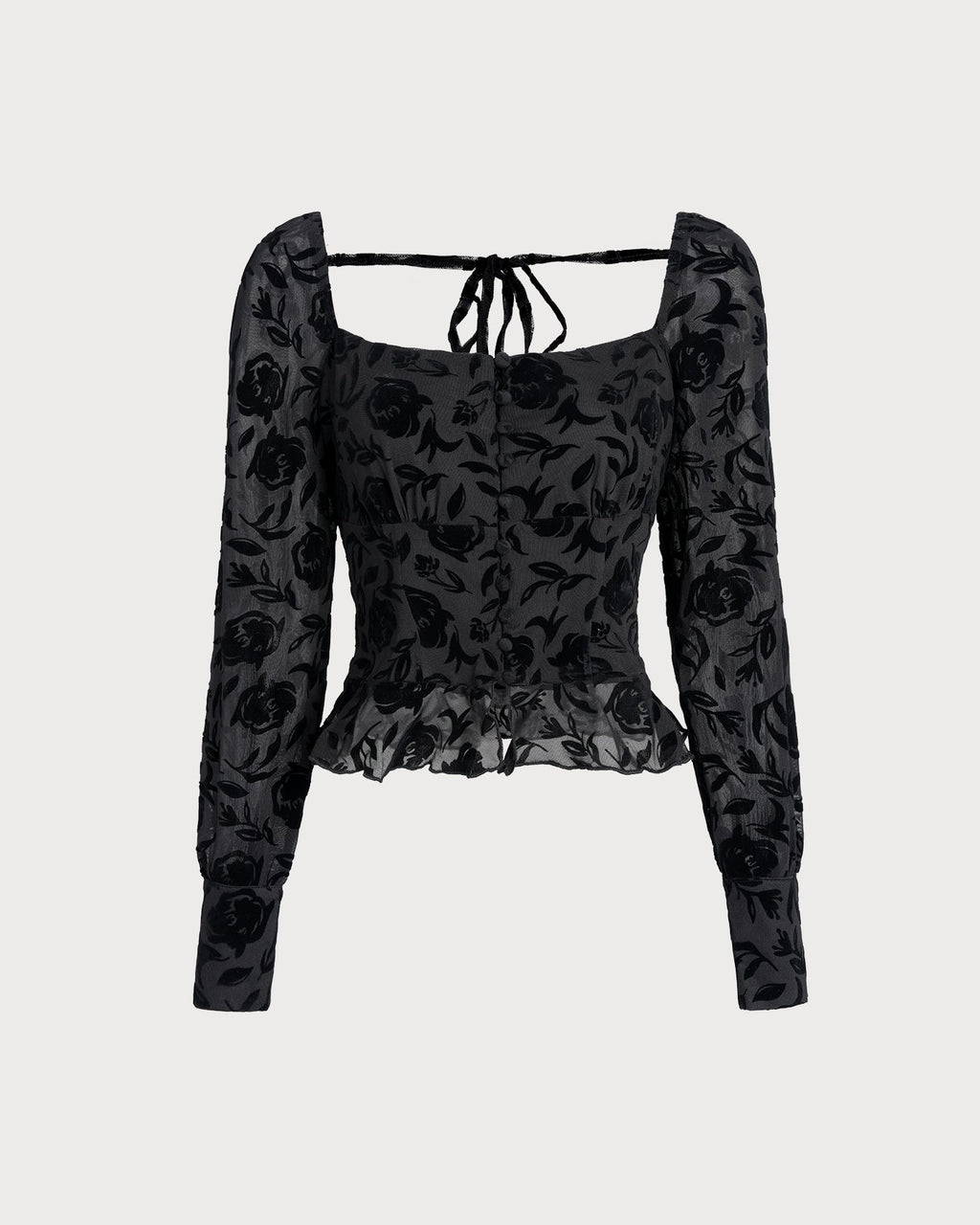 Black Square Neck Blouse