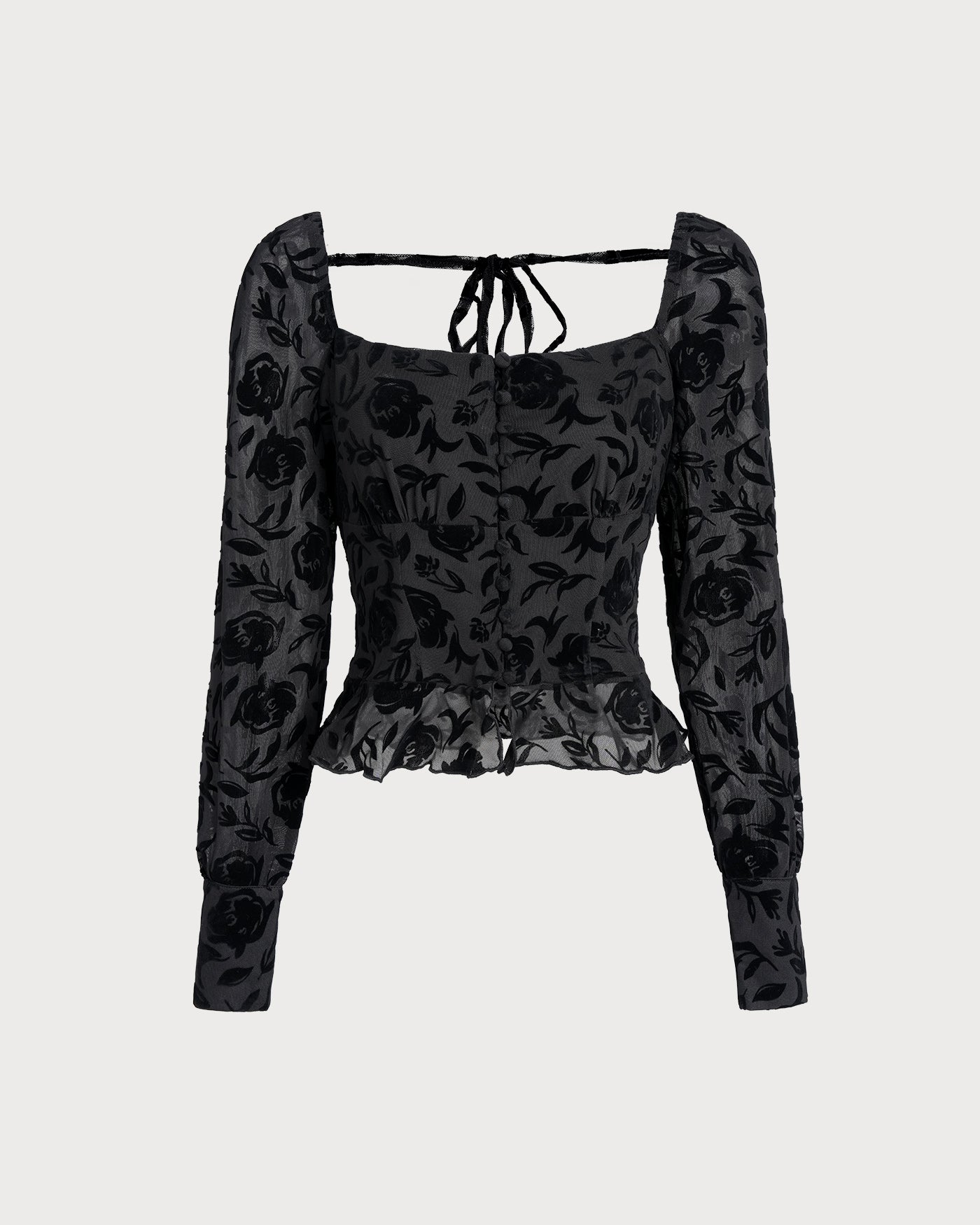 Black Square Neck Blouse