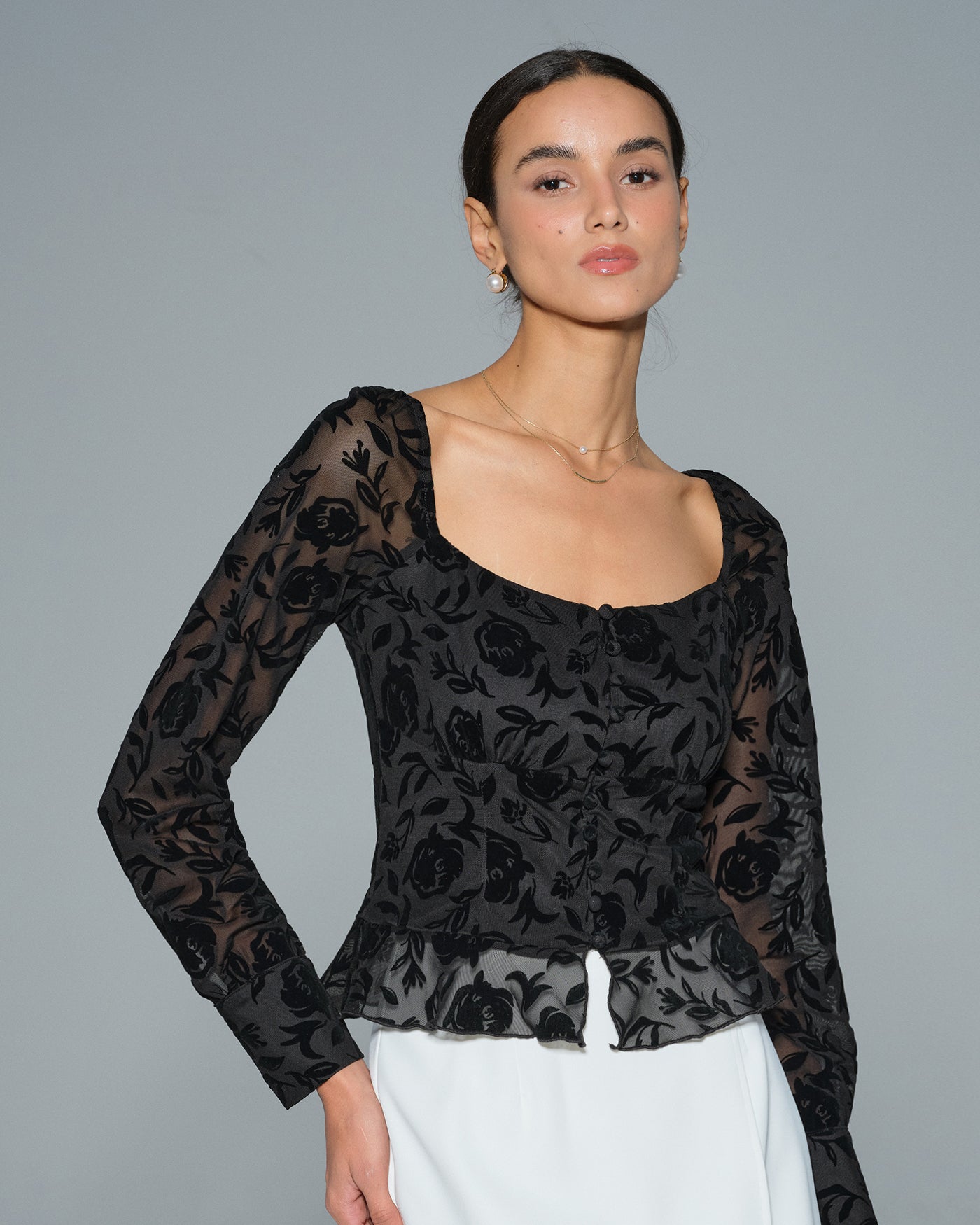 Black Square Neck Blouse