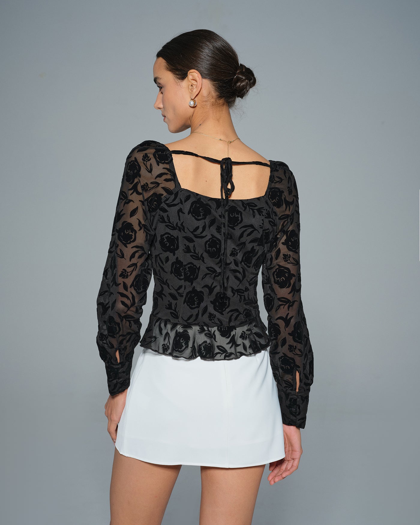 Black Square Neck Blouse