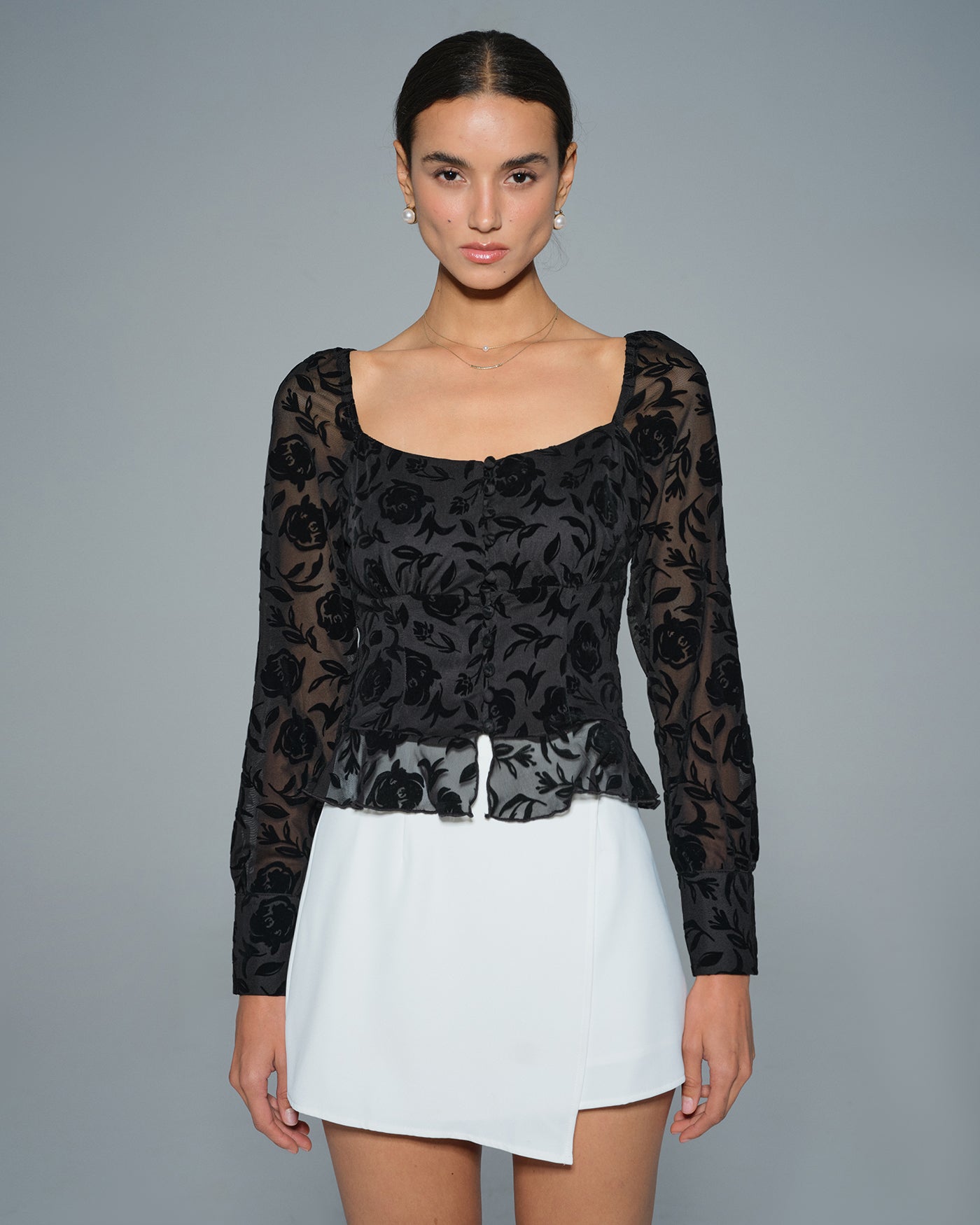 Black Square Neck Blouse