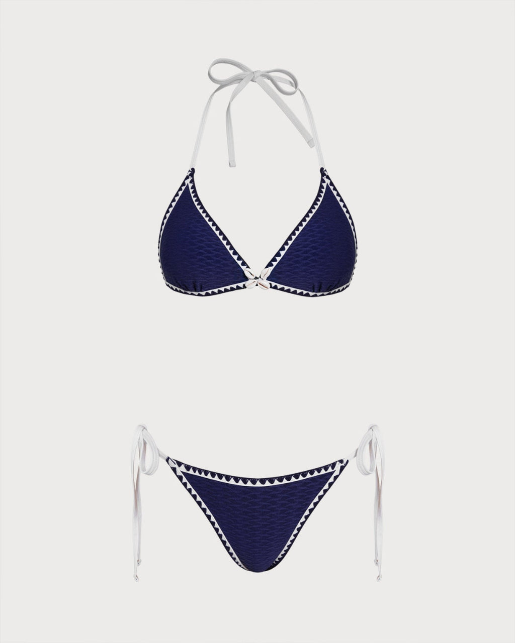 Blue Drawstring Triangle Bikini Set