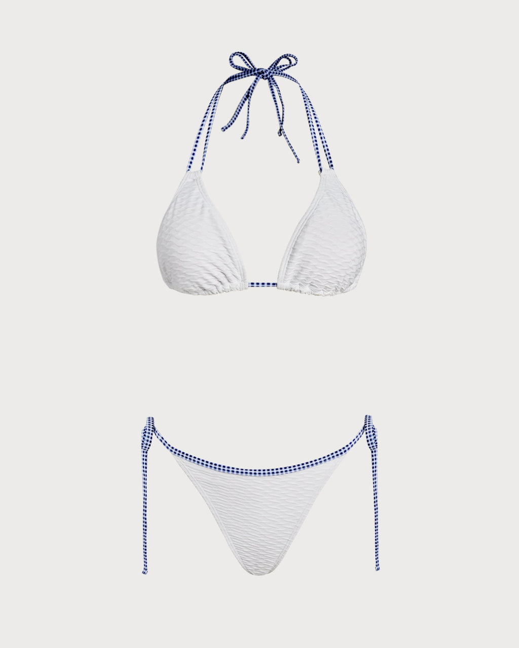 White Halter Contrasting Triangle Bikini Set