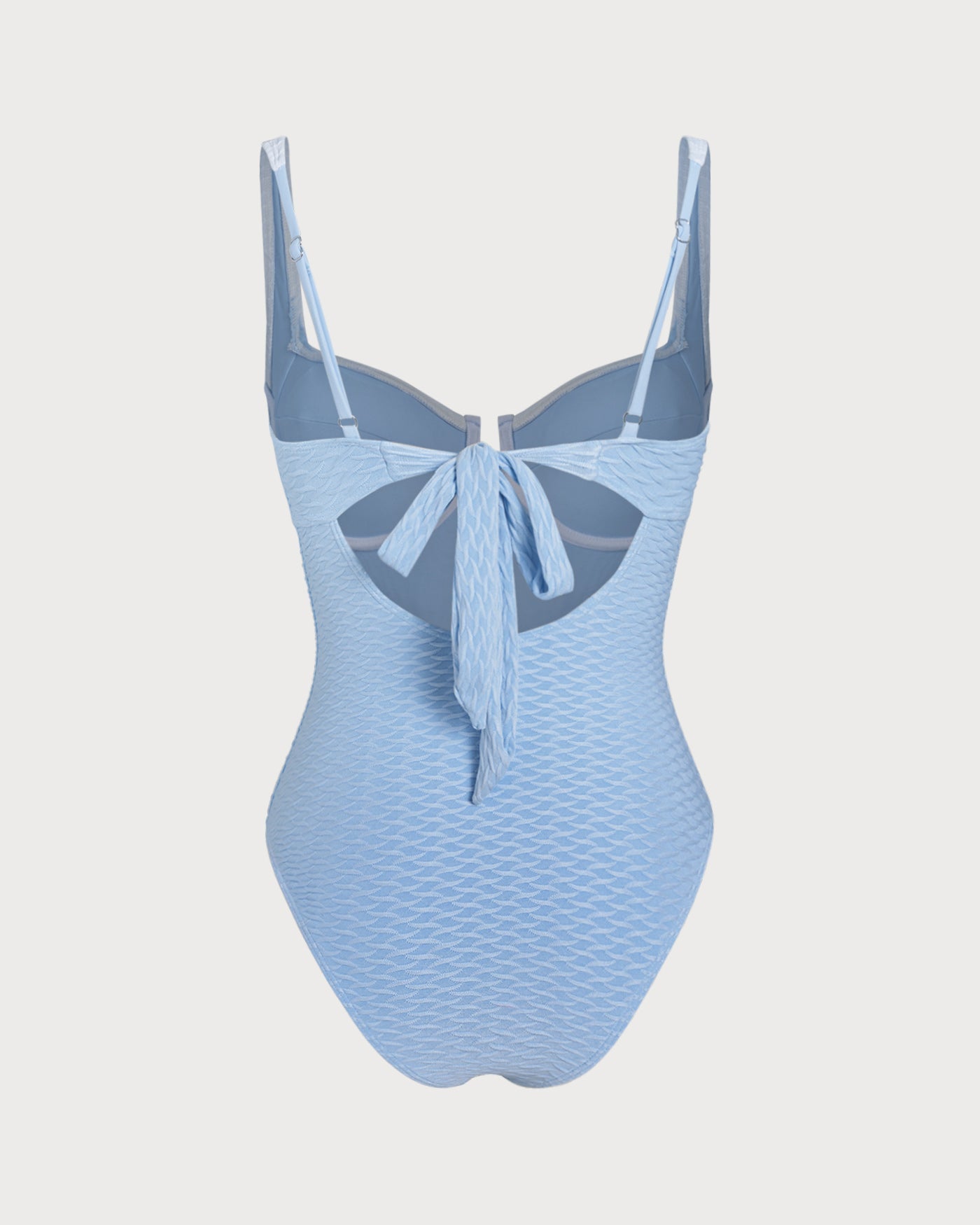 Blue Textured Contrasting Underwire One Piece