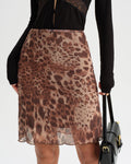 Brown Leopard Print Elastic Waist Mini Skirt