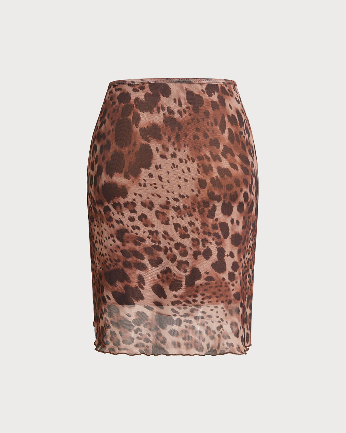 Brown Leopard Print Elastic Waist Mini Skirt