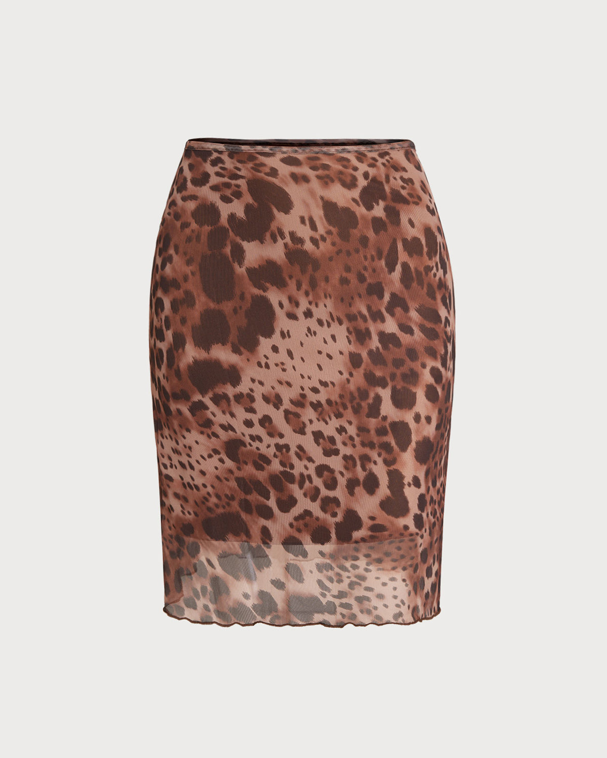 Brown Leopard Print Elastic Waist Mini Skirt