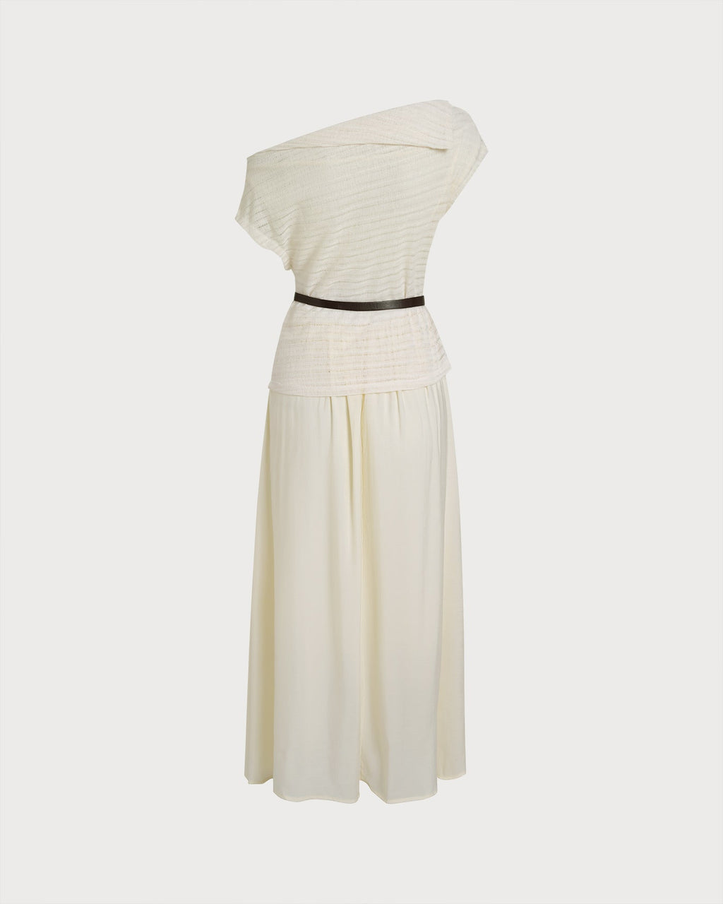 Apricot Boat Neck Belt Midi Dress