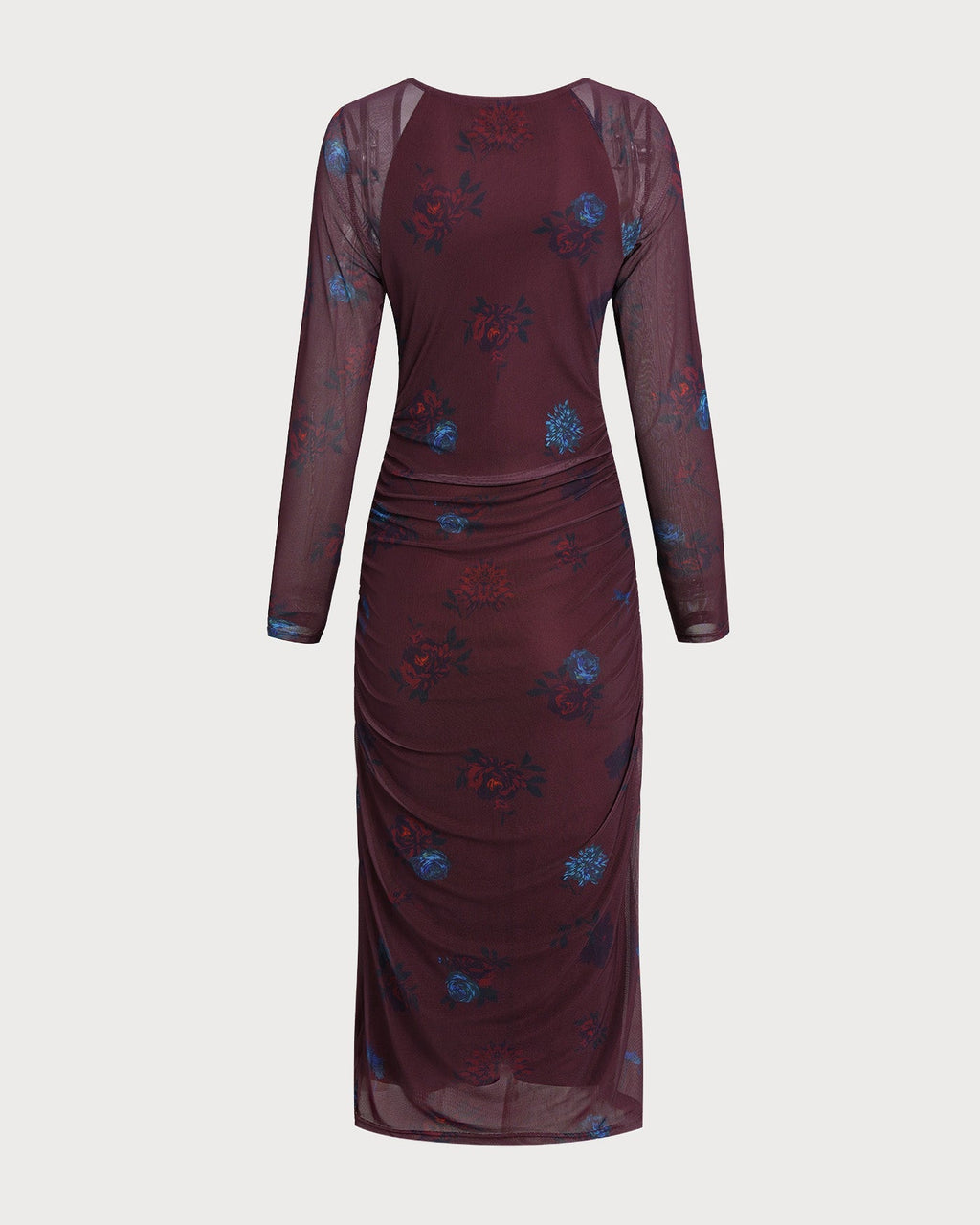 Purple V Neck Floral Midi Dress