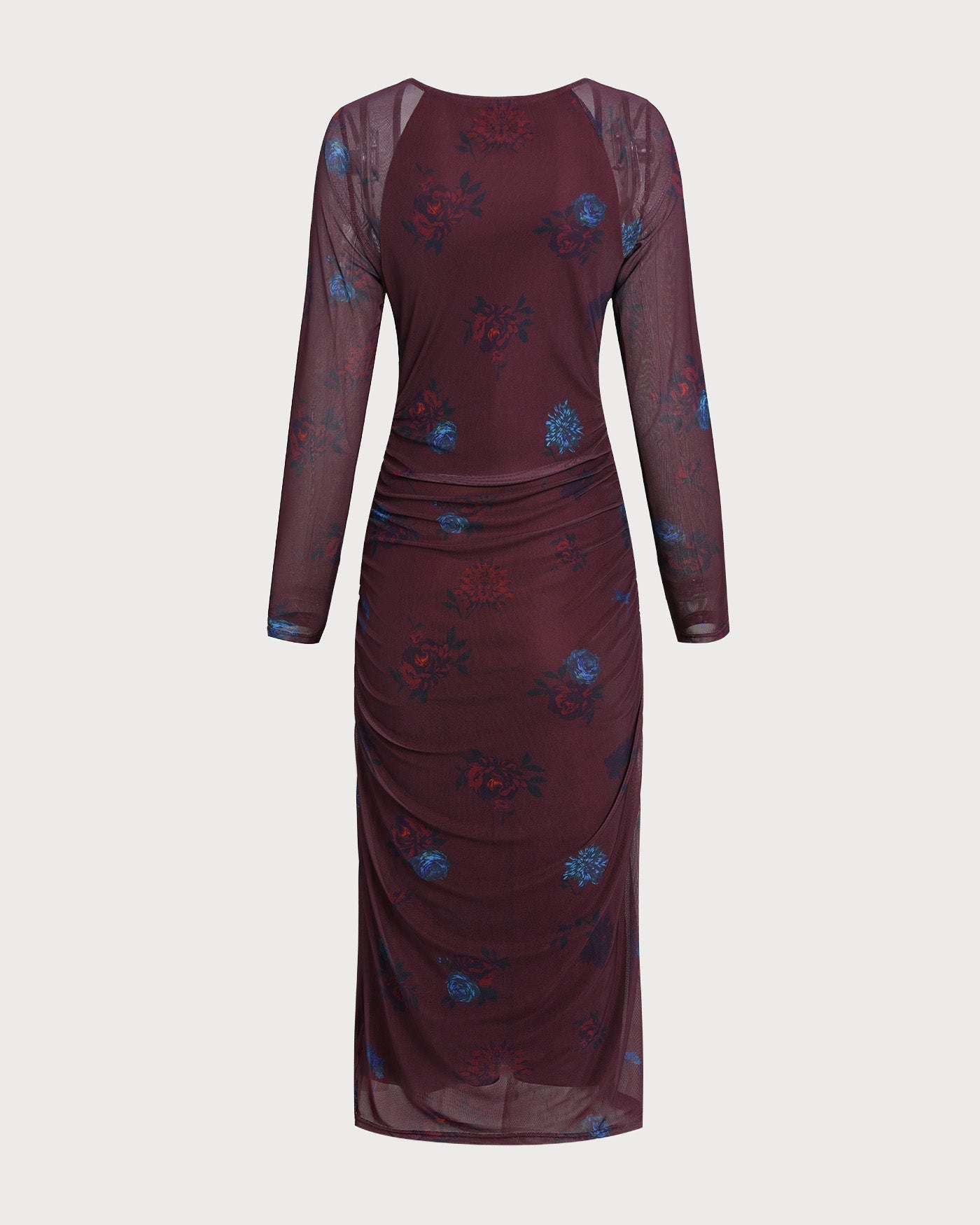 Purple V Neck Floral Midi Dress