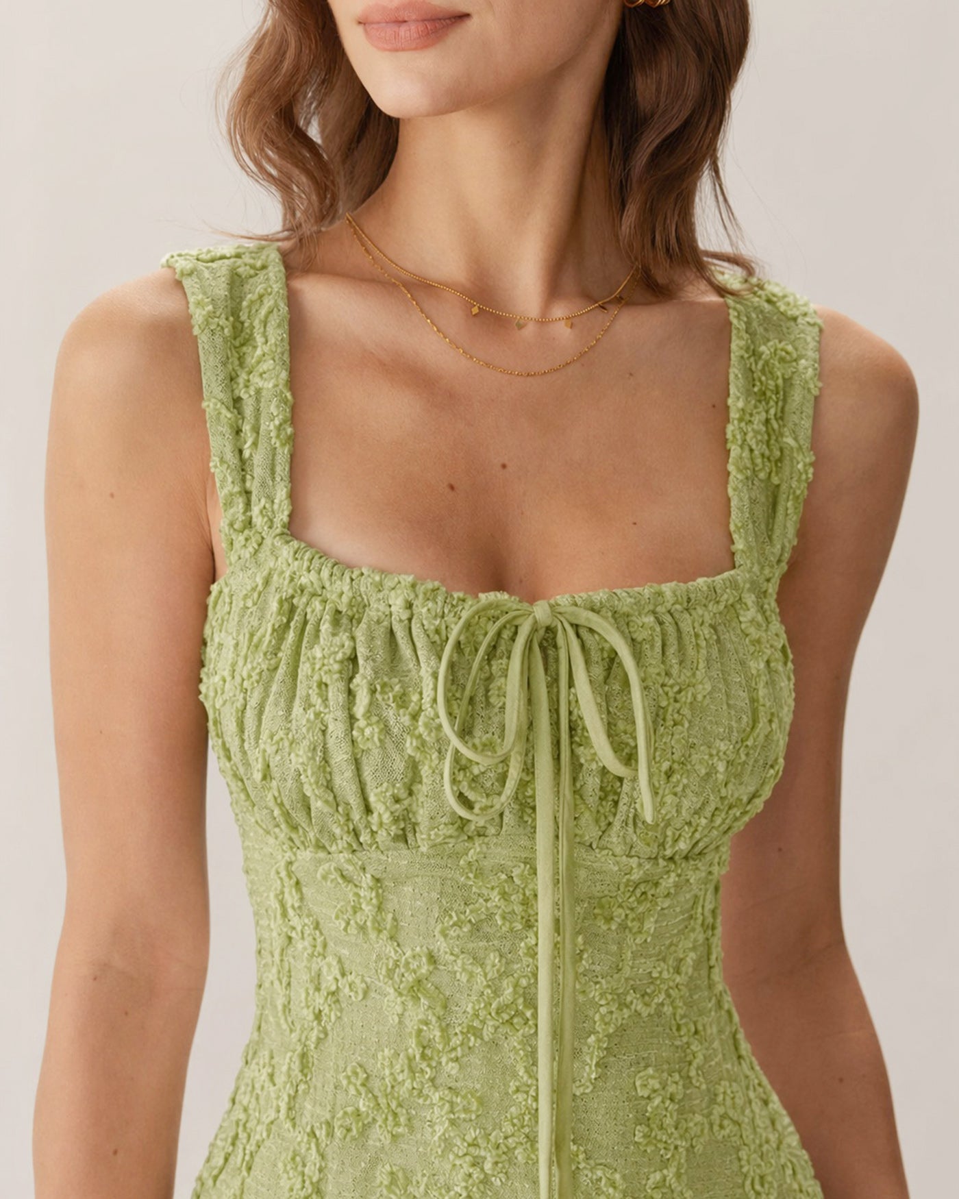 Green Floral Mesh Mini Dress