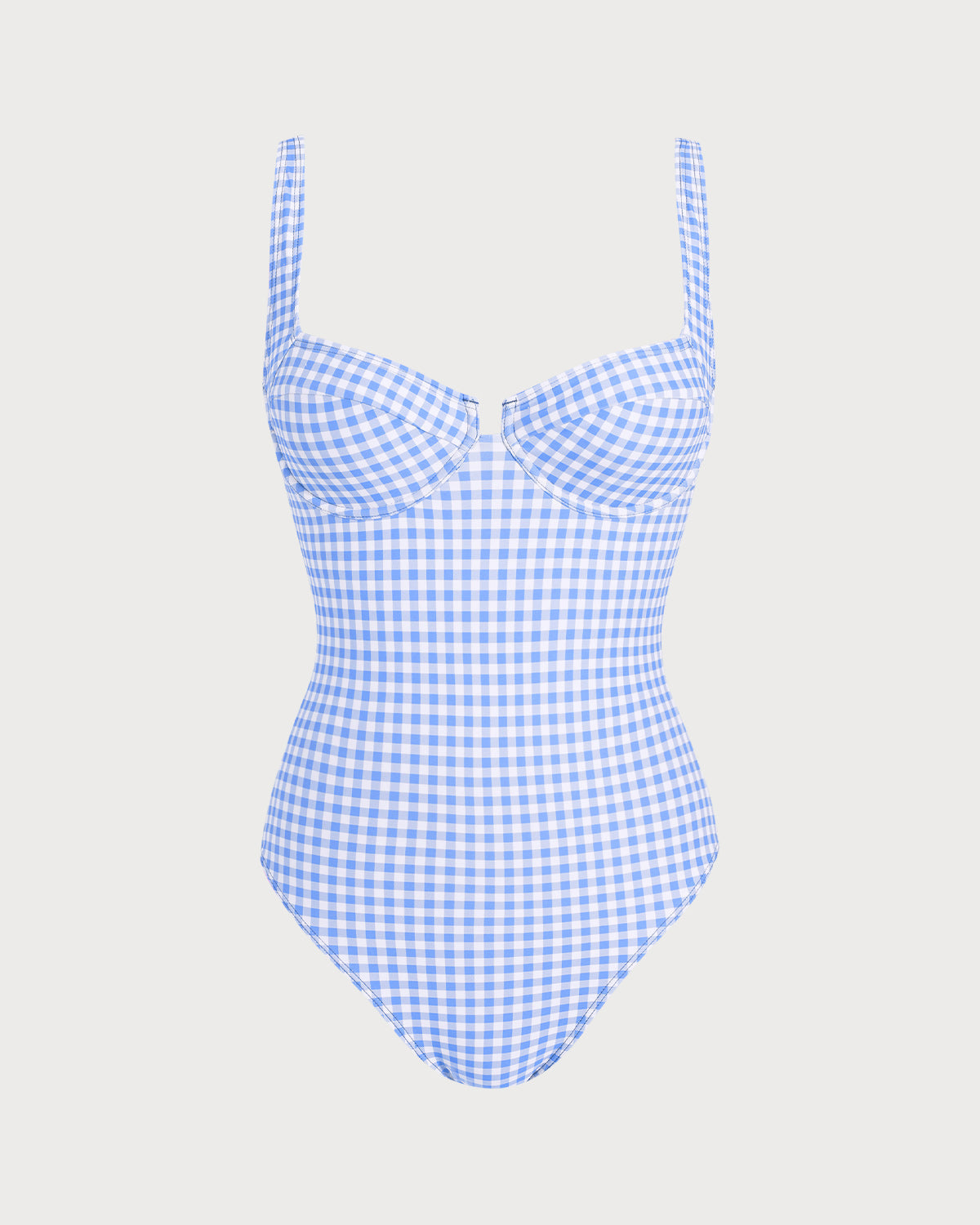 Blue Plaid Underwire One Piece