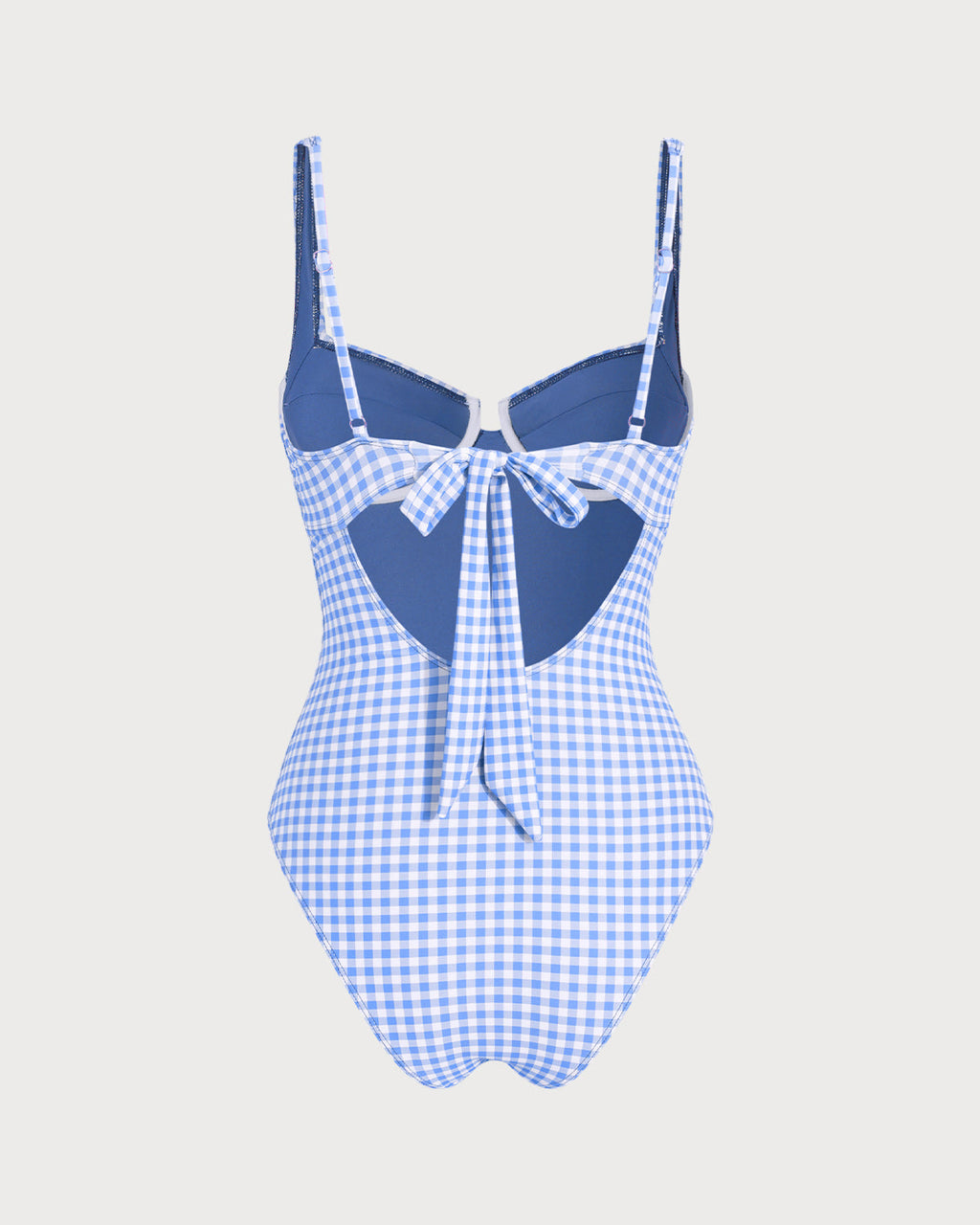 Blue Plaid Underwire One Piece