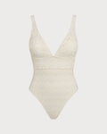 Off White Bralette Textured One Piece Swimwear