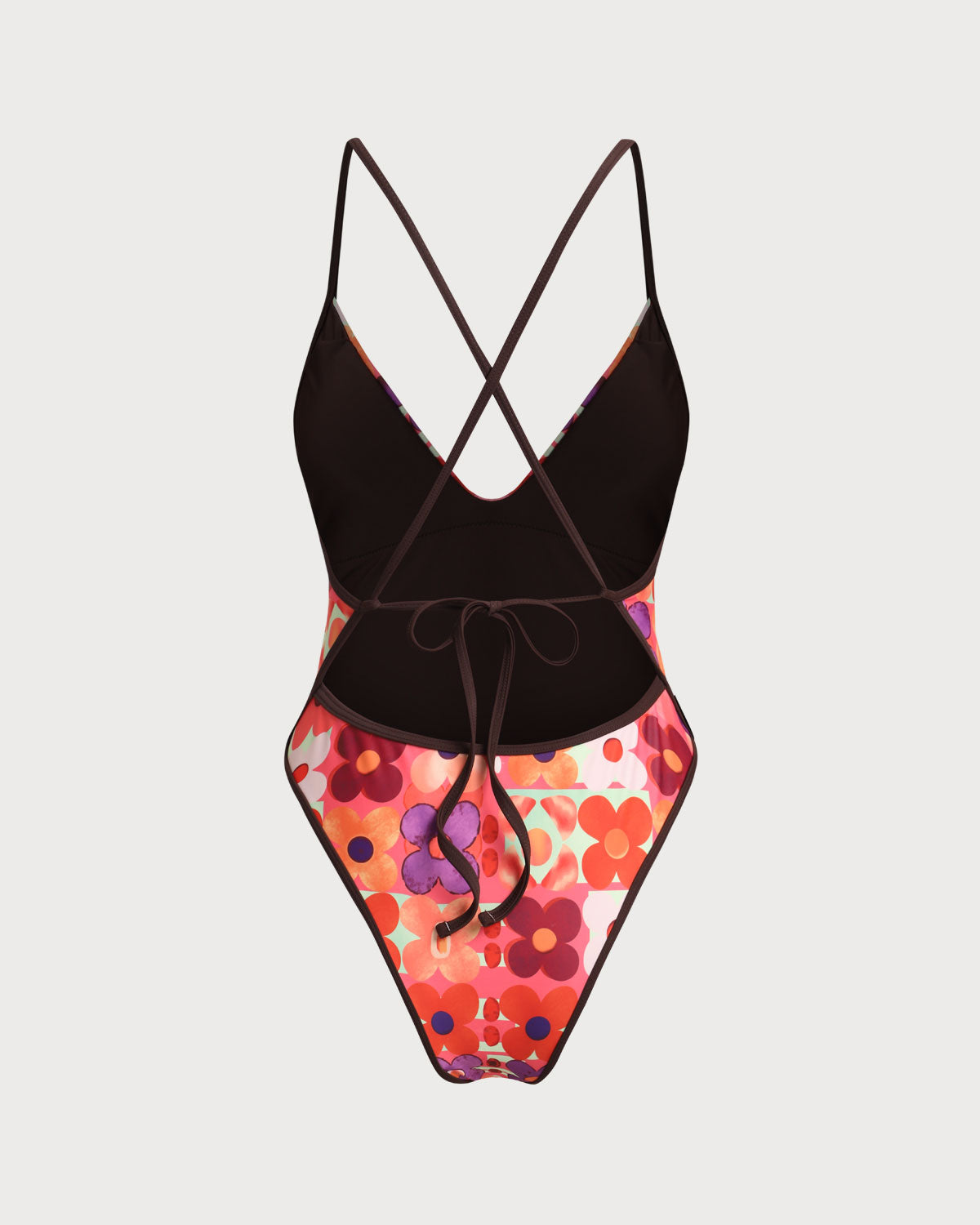 Red Floral Corset One-Piece Swimsuit