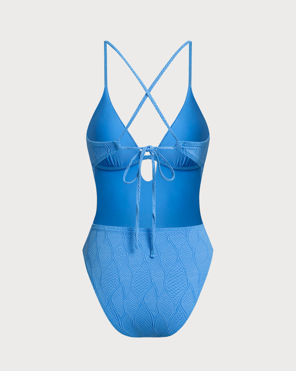 Blue Textured Bralette One Piece Swimsuit
