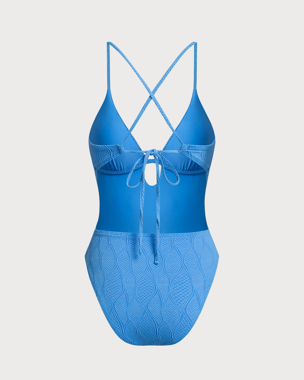 Blue Textured Bralette One Piece Swimsuit