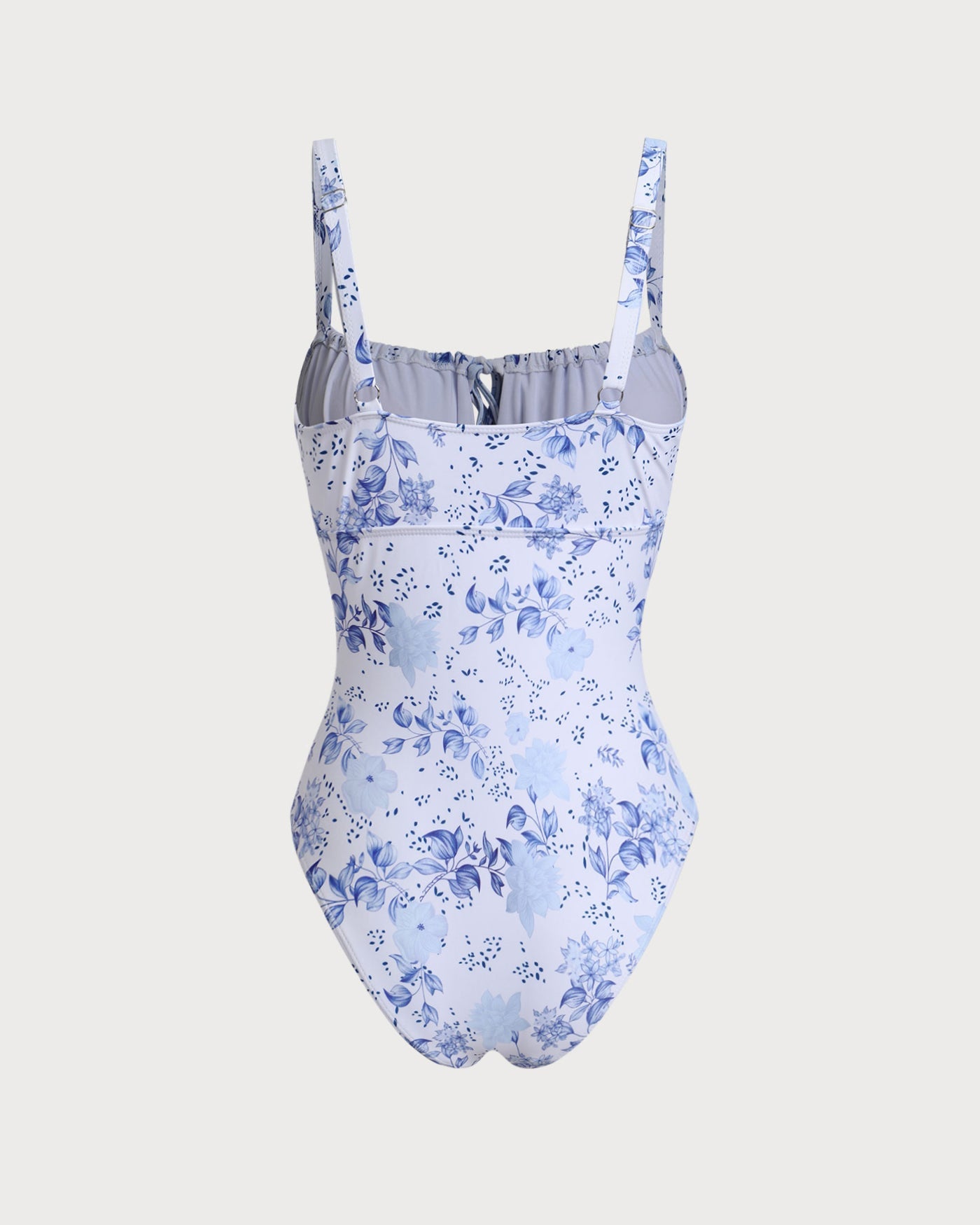White Floral Ruched One Piece Swimwear