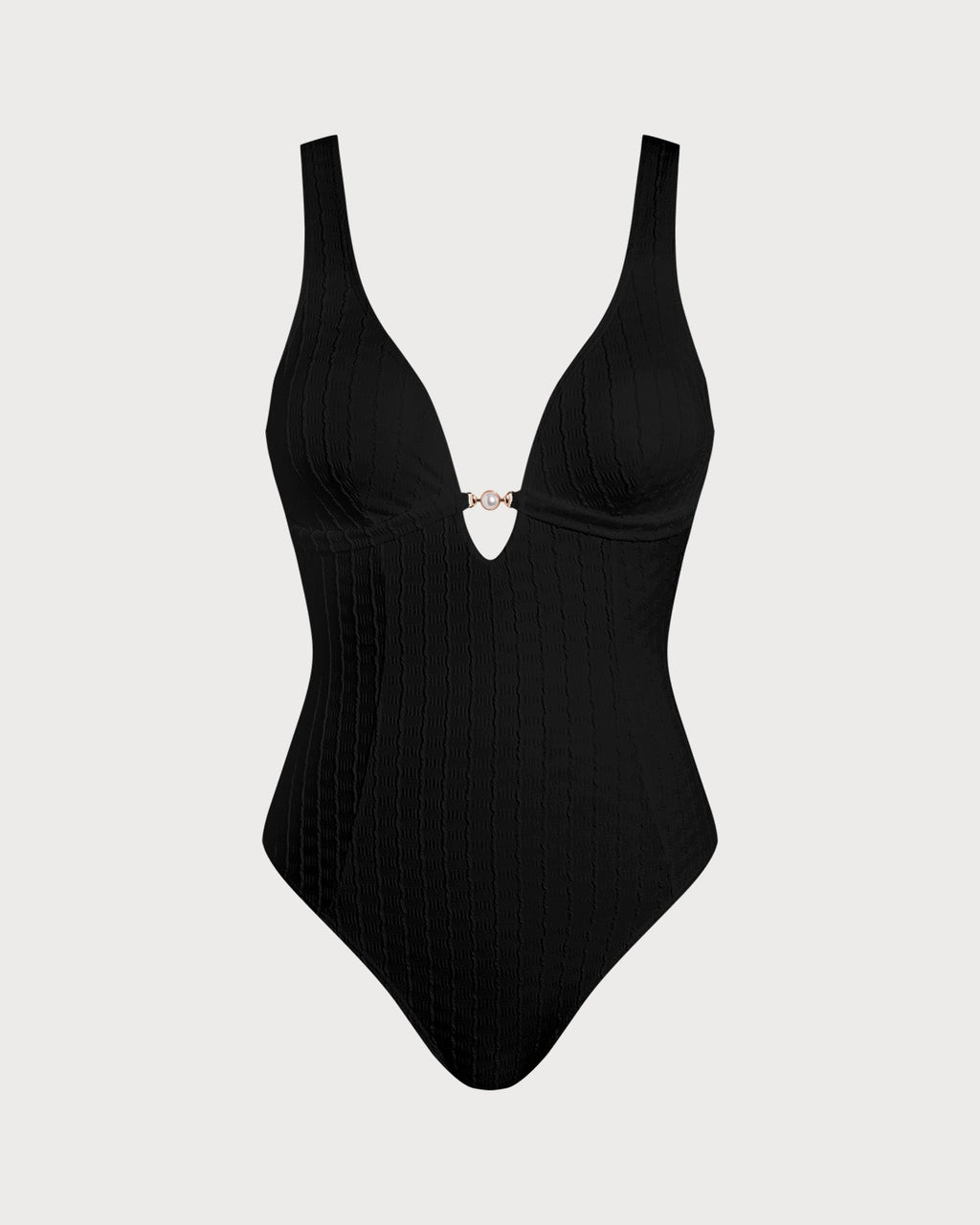 Black V Neck Cut Out One Piece