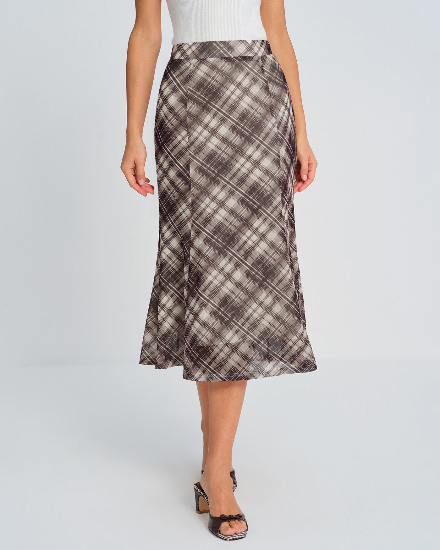 Plaid Mermaid Midi Skirt