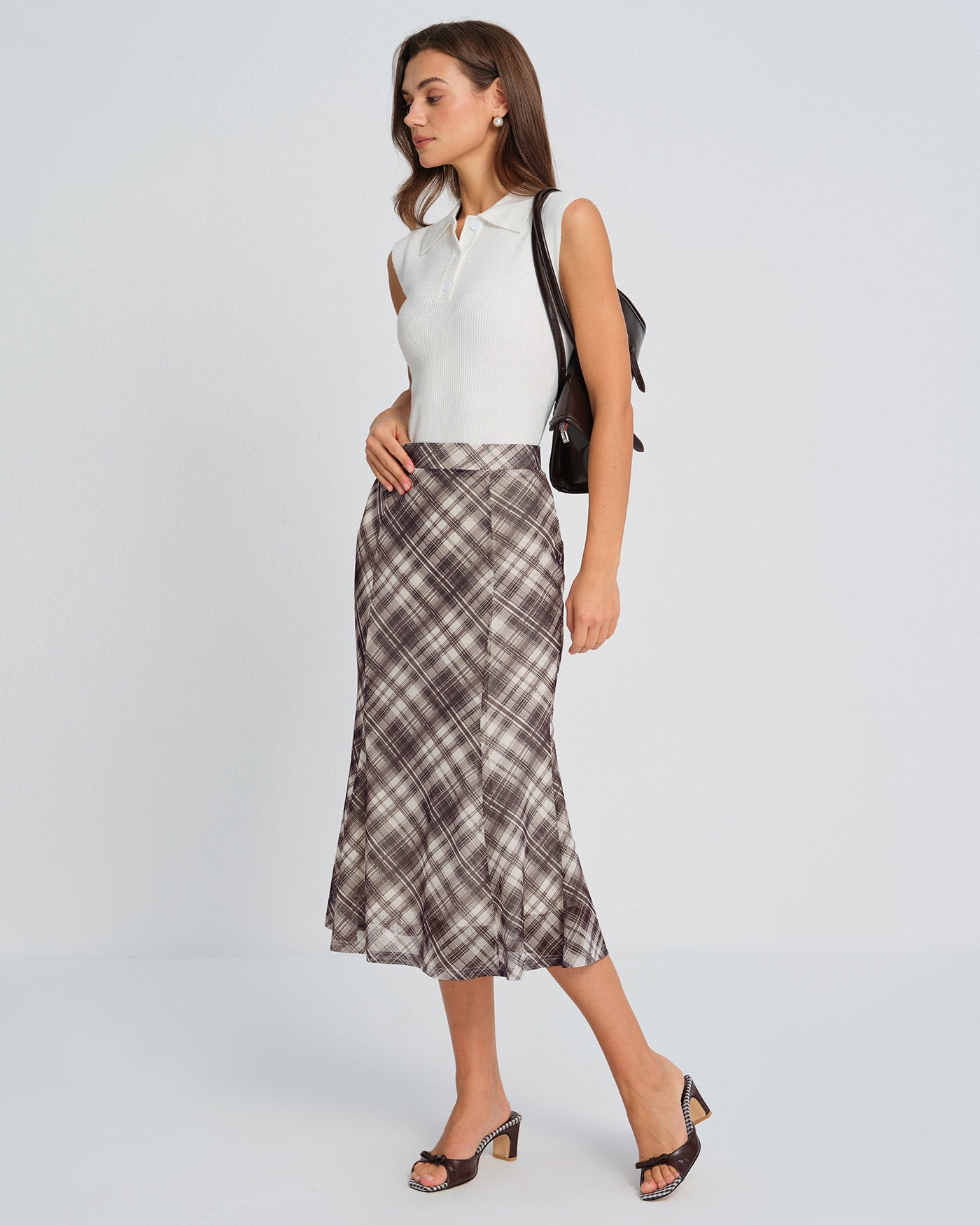 Plaid Mermaid Midi Skirt