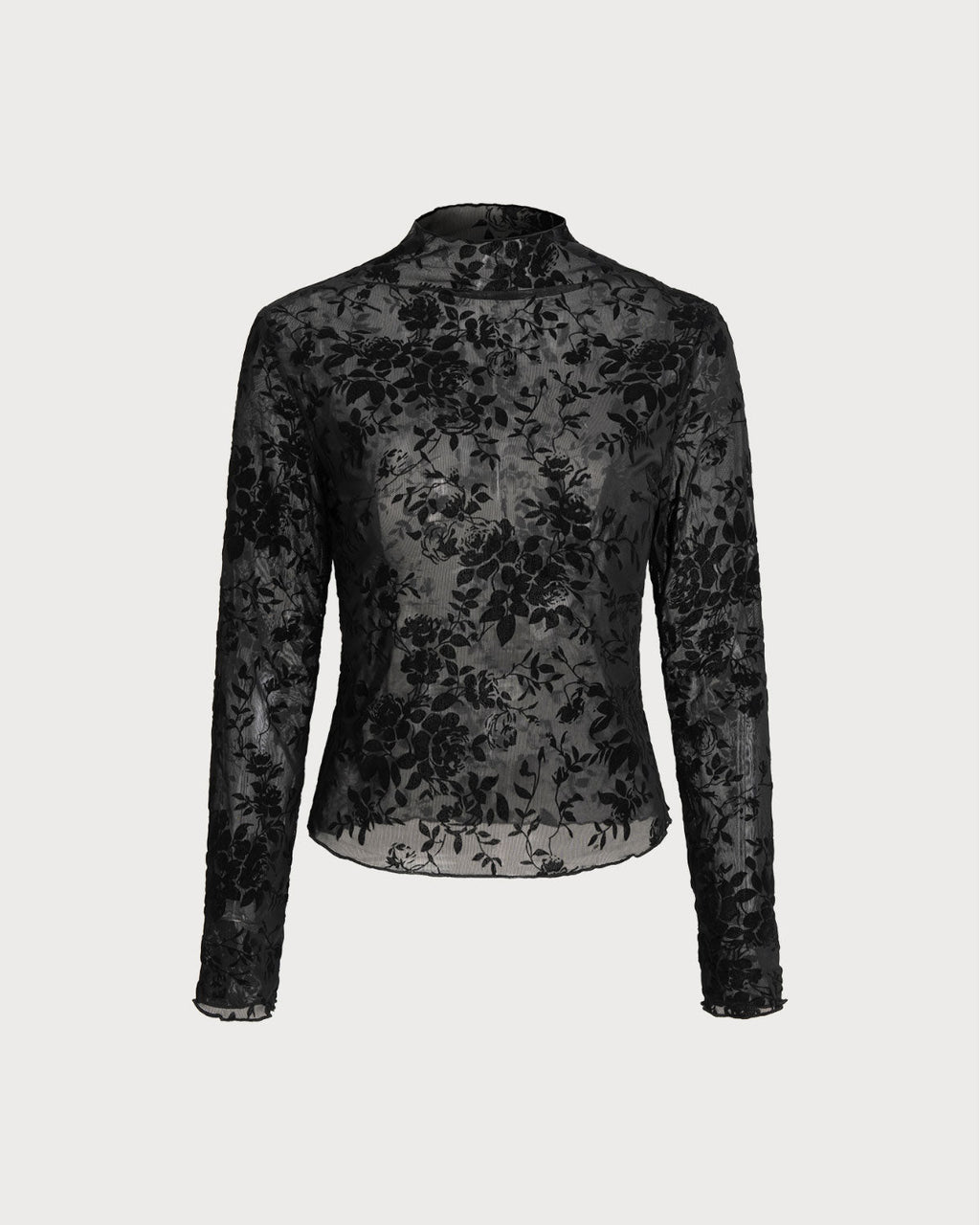 Black Floral See-through Tee