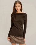 Coffee Ruched Knit Tee