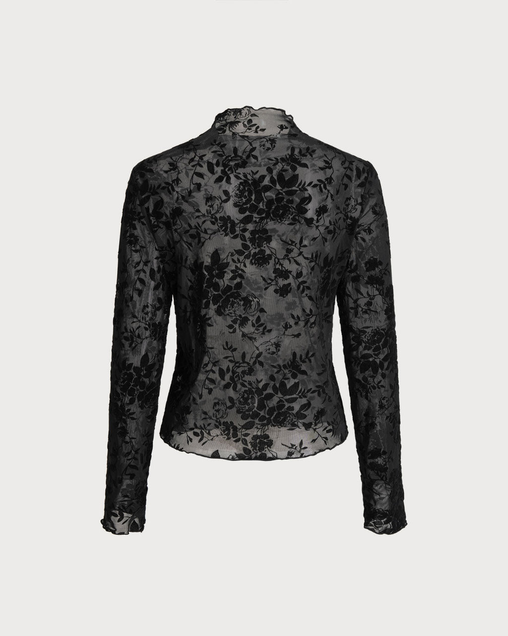 Black Floral See-through Tee