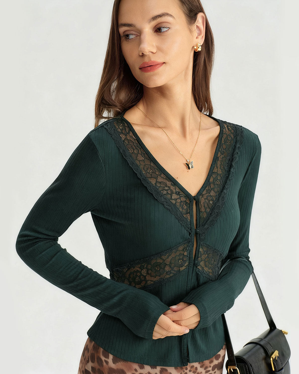 Green See Through Slim Knit Tee
