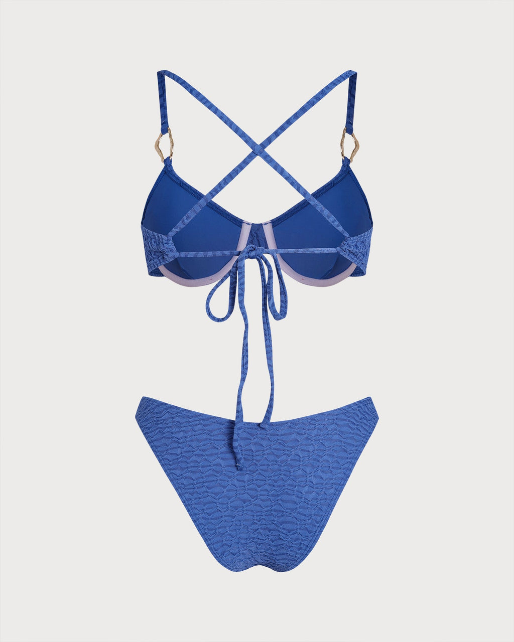 Light Blue O-Ring Textured Bikini Set