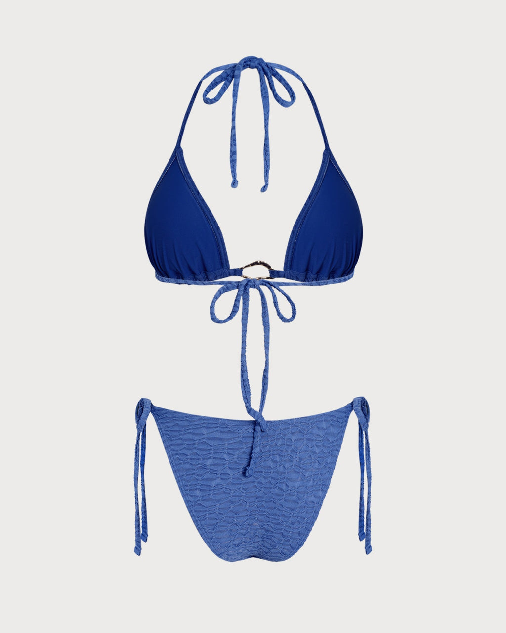 Blue Halter Triangle Bikini Set