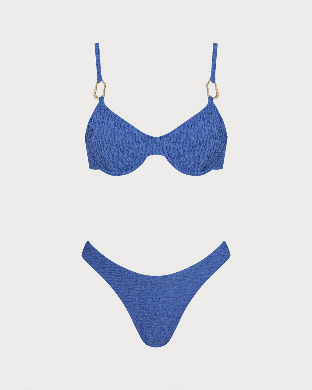 Light Blue O-Ring Textured Bikini Set