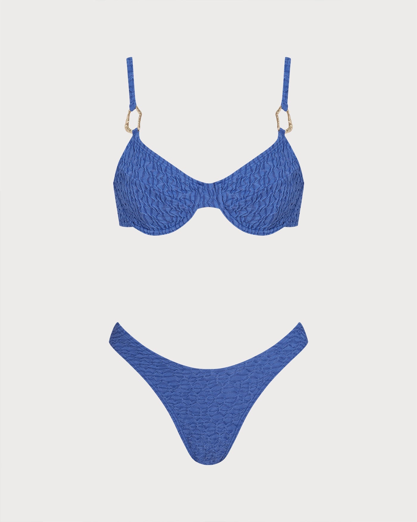 Light Blue O-Ring Textured Bikini Set