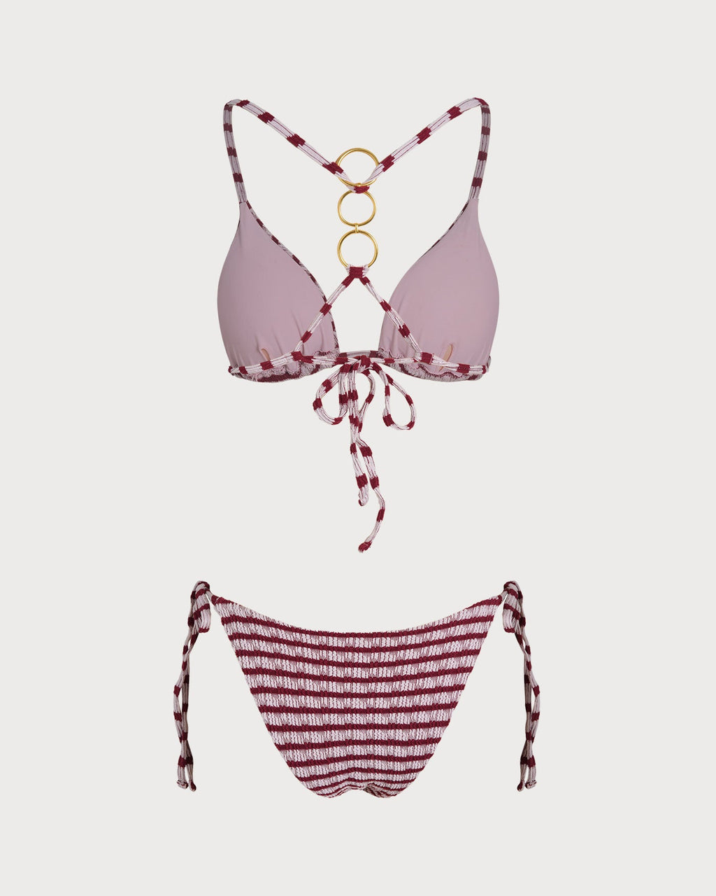 Red Striped Triangle Bikini Set