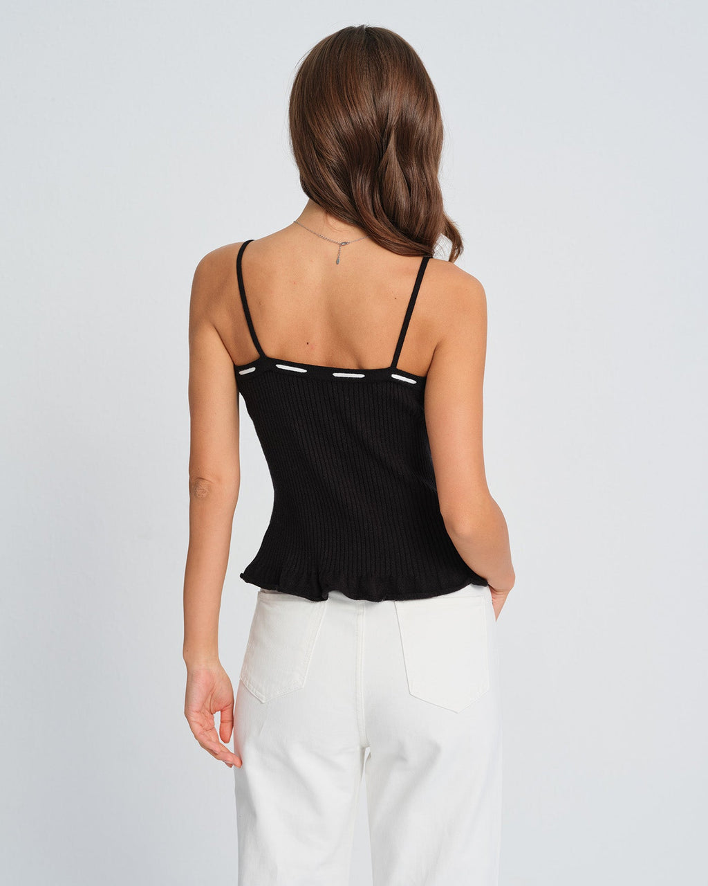 Black Contrasting Strapless Cami Top
