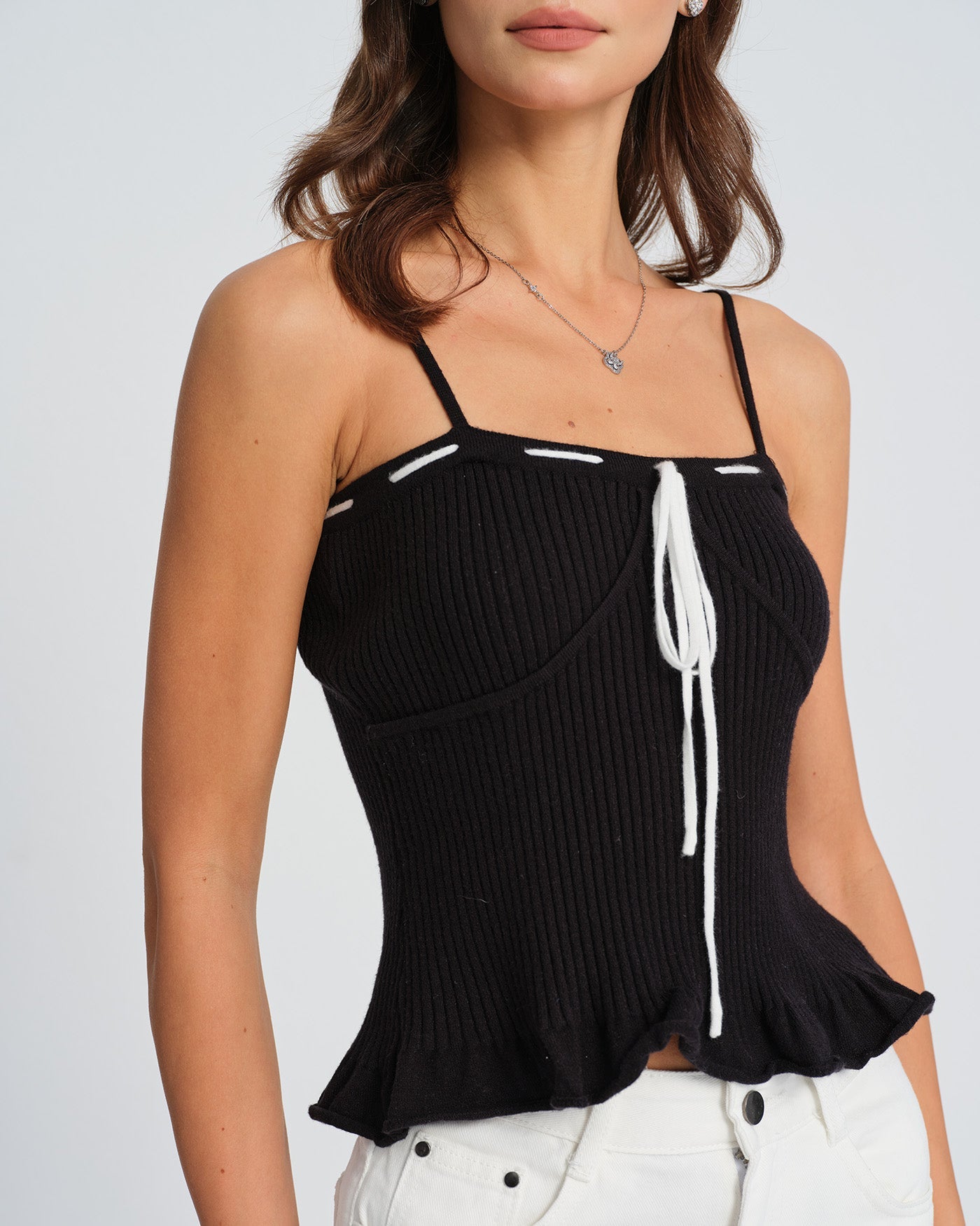 Black Contrasting Strapless Cami Top