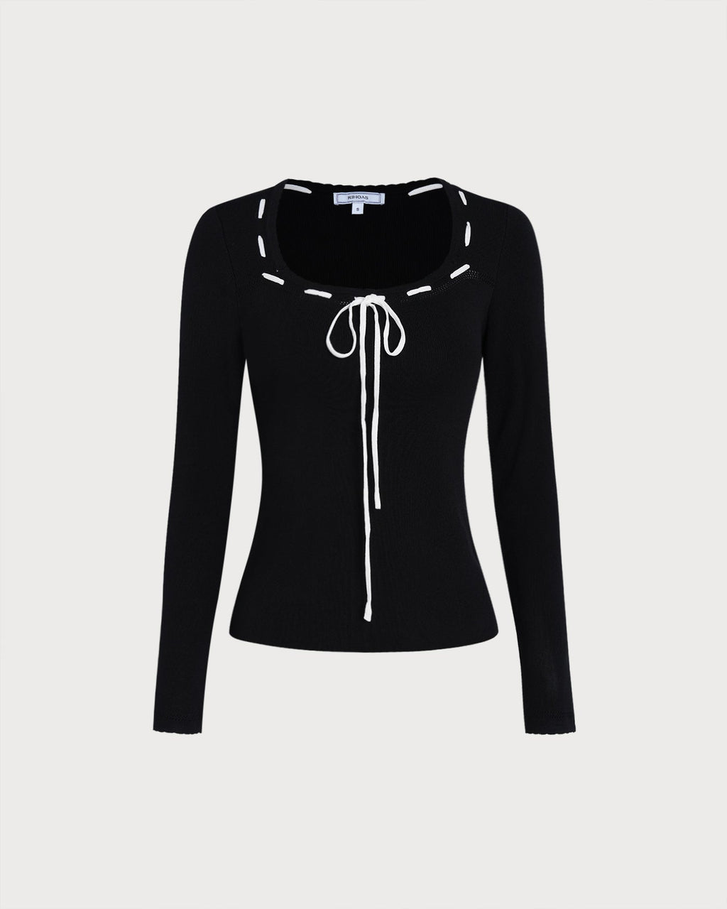 Black Square Neck Viscose Knit Top