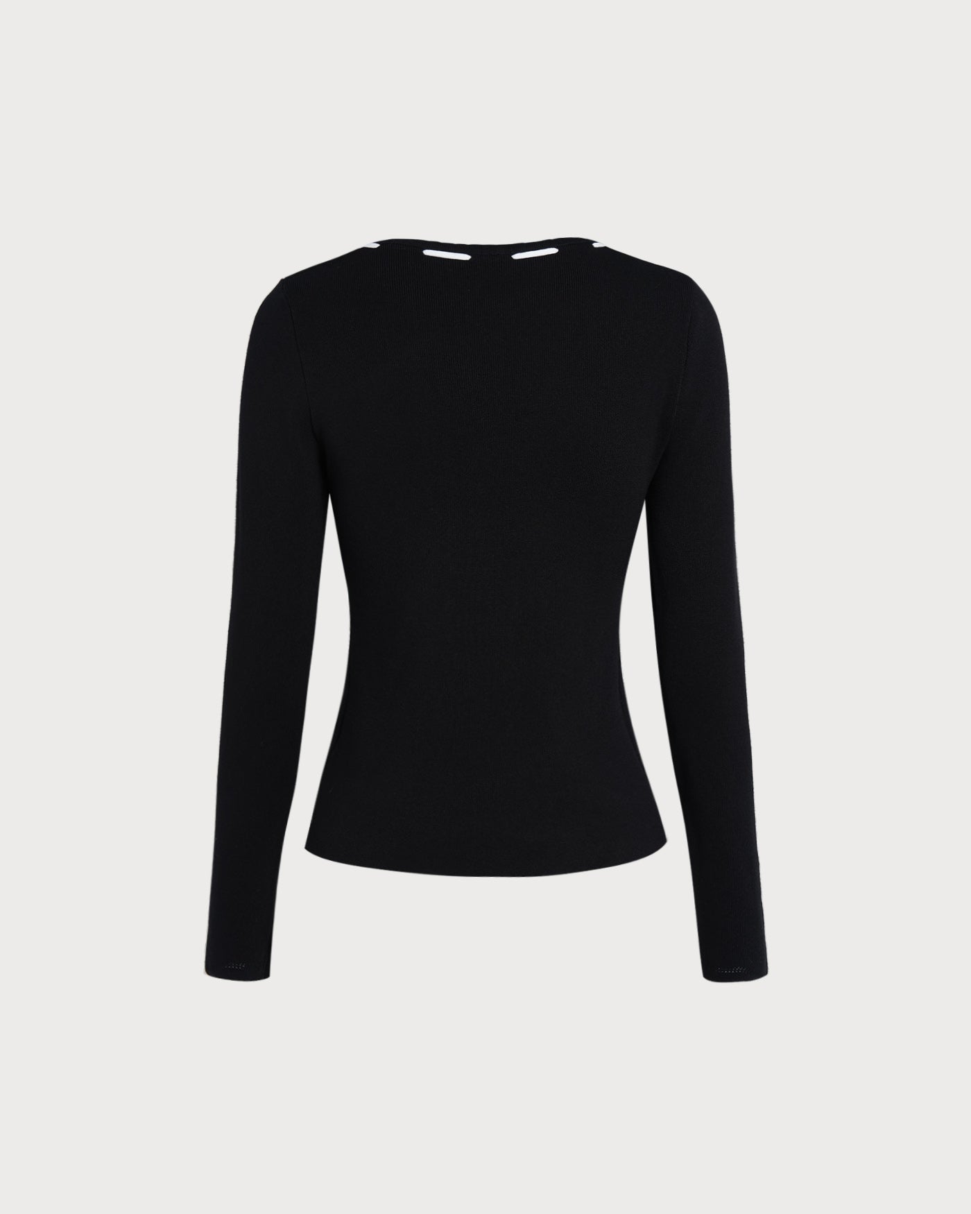 Black Square Neck Viscose Knit Top