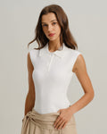 White Cap Sleeve Ribbed Knit Tee