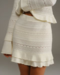 Beige High Waisted Knit Mini Skirt