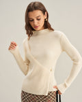 Apricot Mock Neck Slim Knit Tee