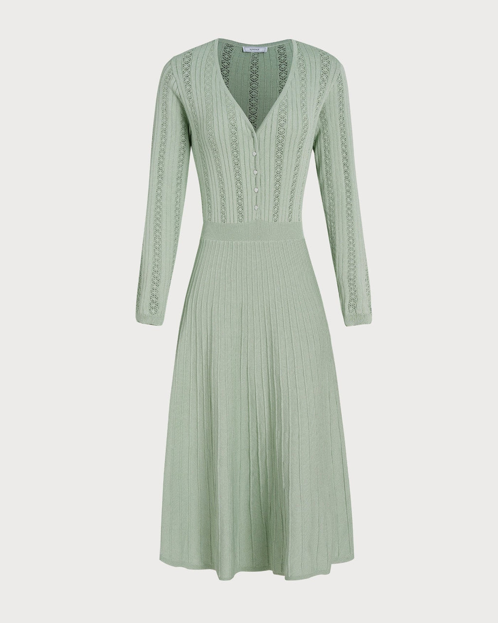 Green V Neck Viscose Sweater Dress