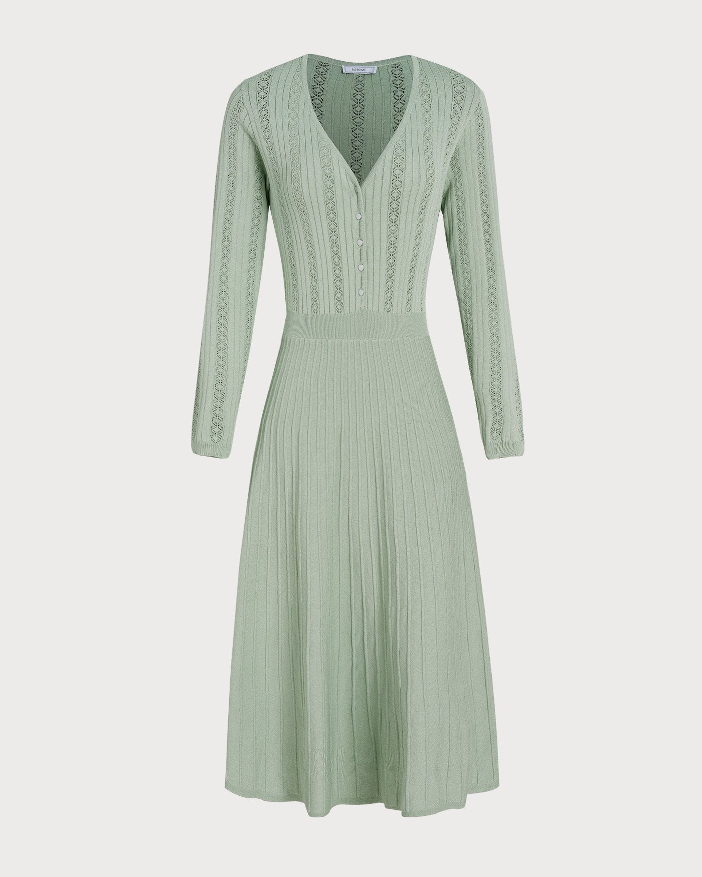 Green V Neck Viscose Sweater Dress
