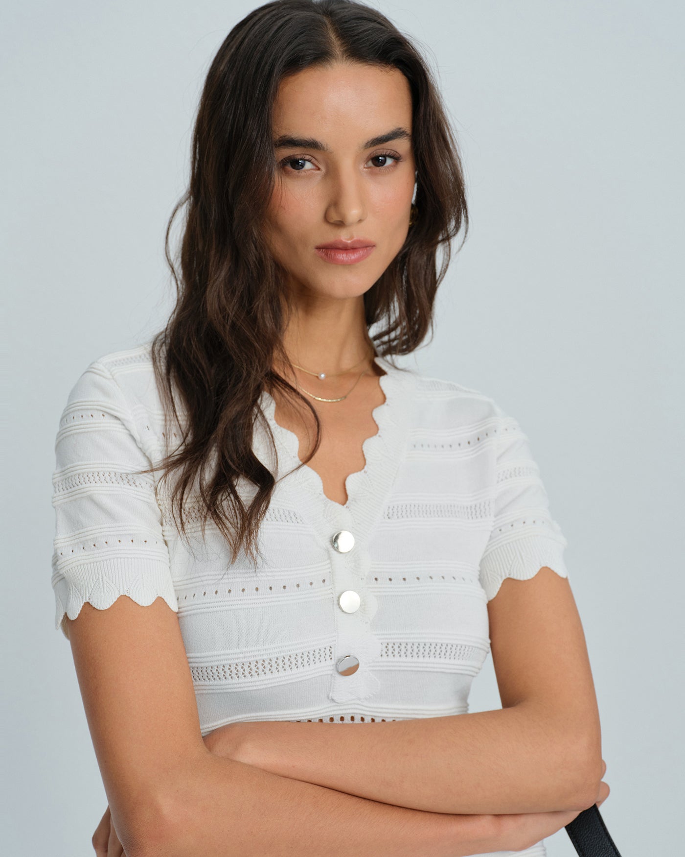 White V Neck Viscose Sweater Dress